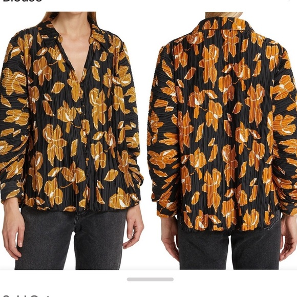 SIMKHAI Winslow Pleated Floral Blouse - Picture 7 of 7